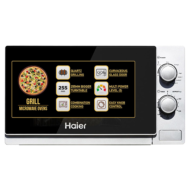 Buy Haier 20L HIL2002GSPB Grill Microwave Oven with Curvaceous Glass Door Design – Vasanth and Co