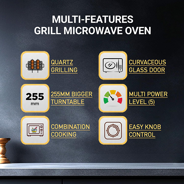 Buy Haier 20L HIL2002GSPB Grill Microwave Oven with Curvaceous Glass Door Design – Vasanth and Co