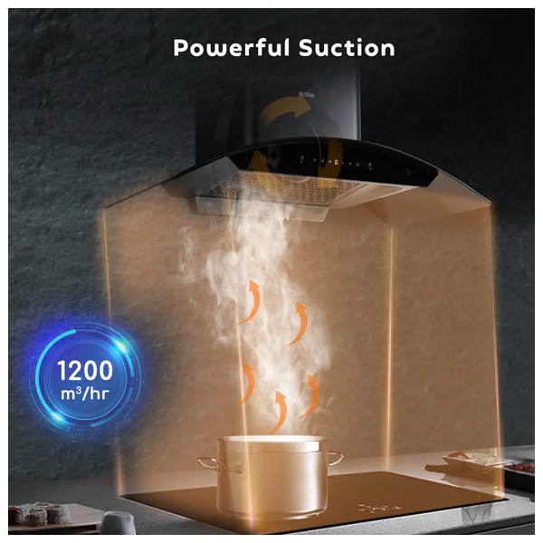 Buy Haier 90 cm HIH-G90HM-G Auto Clean Wall Mounted Black Chimney – Vasanth and Co