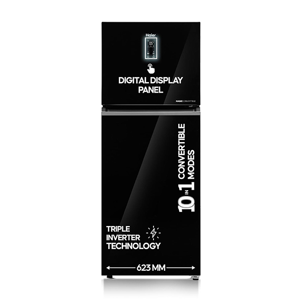 Buy Haier 328 L 2 Star HRF-3782PLKG-P Black Glass Double Door Refrigerator – Vasanth and Co