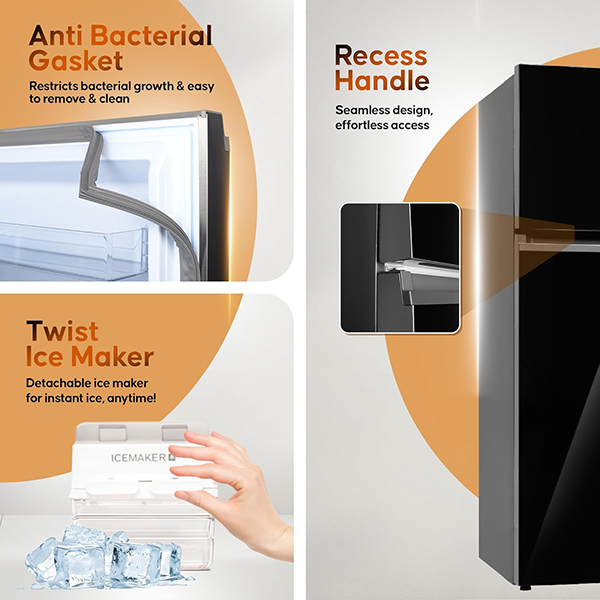 Buy Haier 328 L 2 Star HRF-3782PLKG-P Black Glass Double Door Refrigerator – Vasanth and Co