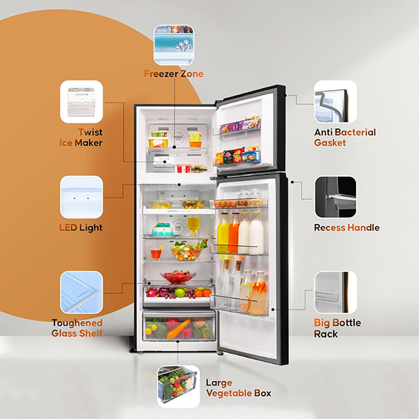 Buy Haier 328 L 2 Star HRF-3782PLKG-P Black Glass Double Door Refrigerator – Vasanth and Co