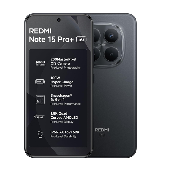 Buy Redmi Note 15 Pro+ 5G 12 GB + 256 GB Carbon Black Mobile – Vasanth and Co