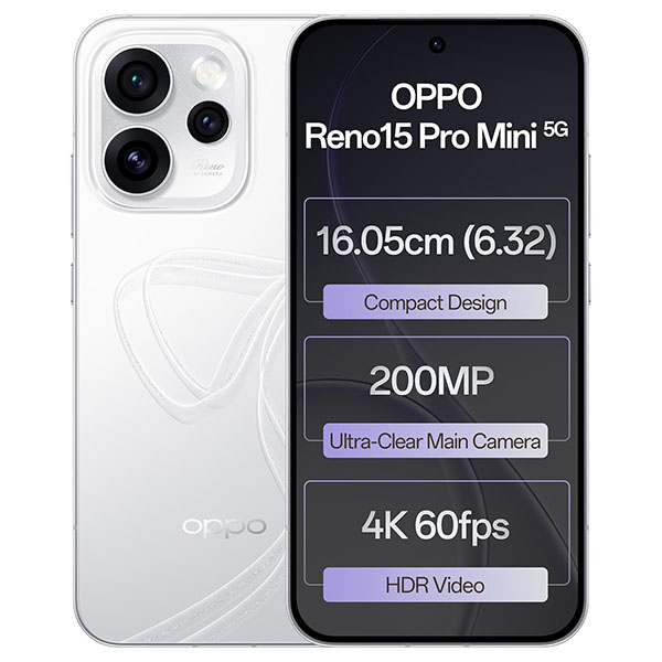 Buy Oppo Reno 15 Pro Mini 5G 12GB 256GB Glacier White Mobile – Vasanth and Co