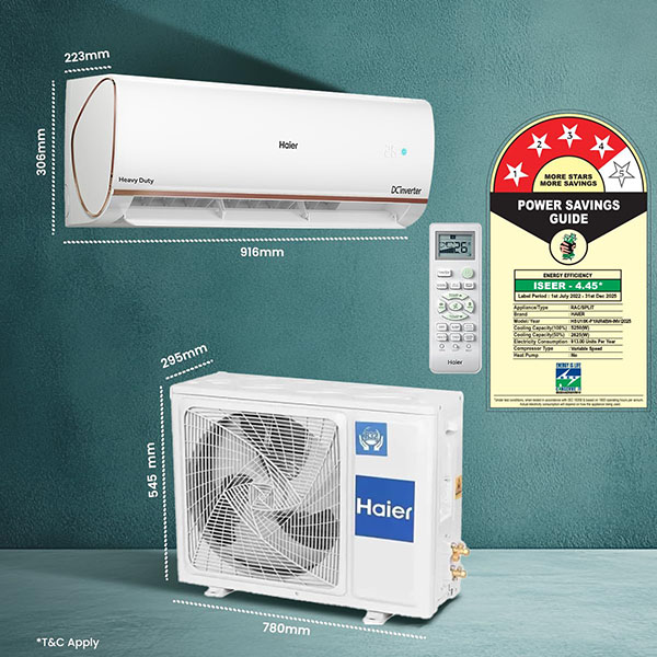Buy Haier 1.5 Ton 4 Star HSU18K-PYAIR4BN-INV White Triple Inverter Split AC – Vasanth and Co