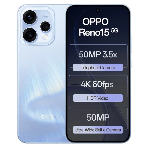 Buy Oppo Reno 15 5G 8GB RAM 256GB Aurora Blue Mobile Phone – Vasanth and Co
