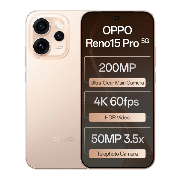 Buy Oppo Reno 15 Pro 5G 12GB RAM 512GB Sunset Gold Mobile Phone – Vasanth and Co
