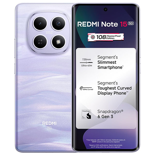 Buy Redmi Note 15 5G 8GB RAM 256GB Mist Purple Mobile Phone – Vasanth and Co