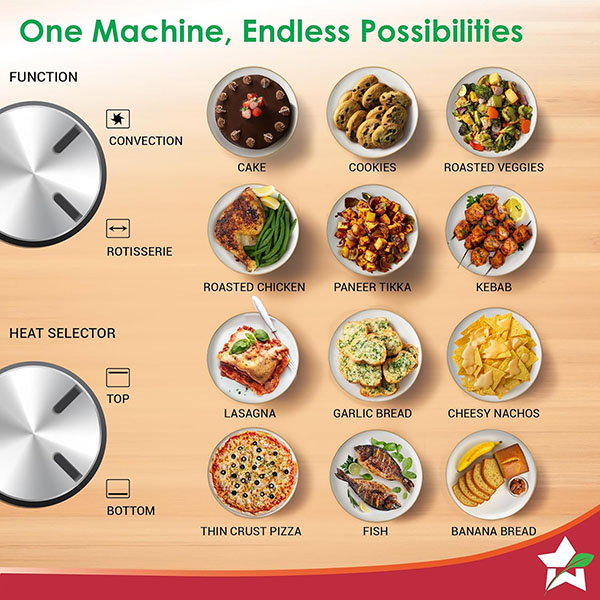 Buy Wonderchef 60L 6-Stage Grill Roast (OTG) Oven Toaster Griller – Vasanth and Co