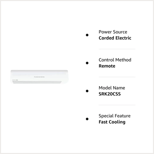 Buy Mitsubishi 1.6 Ton 3 Star SRK20CSS-S6/A White Split Air Conditioner – Vasanth and Co