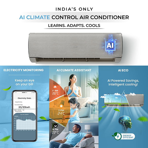 Buy Haier 1.6 Ton 5 Star HSU19G-MZAIS5BN-INV Gravity Series AI Climate Control Smart Split AC – Vasanth and Co