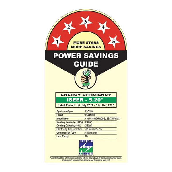 Buy Panasonic 1.5 Ton 5 Star CS/CU-EU18BKY5XF Inverter Split AC – Vasanth and Co