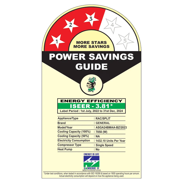 Buy O General 2 Ton 3 Star ASGA24BMAA-B BMA Series Split AC – Vasanth and Co