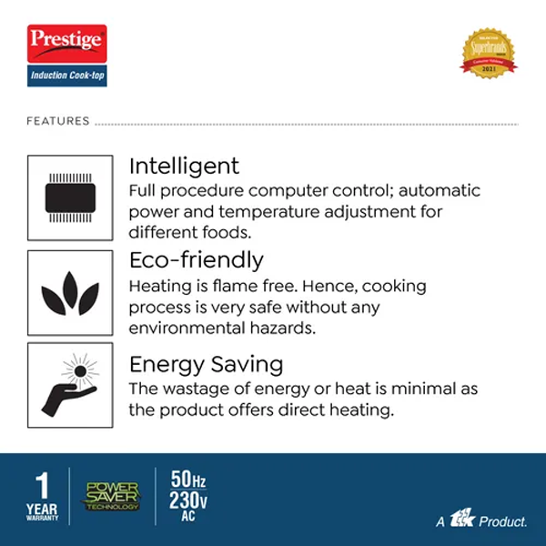Prestige PIC 16.0 Plus 2000W Induction Cooktop with 8 Preset Menus – Vasanth & Co