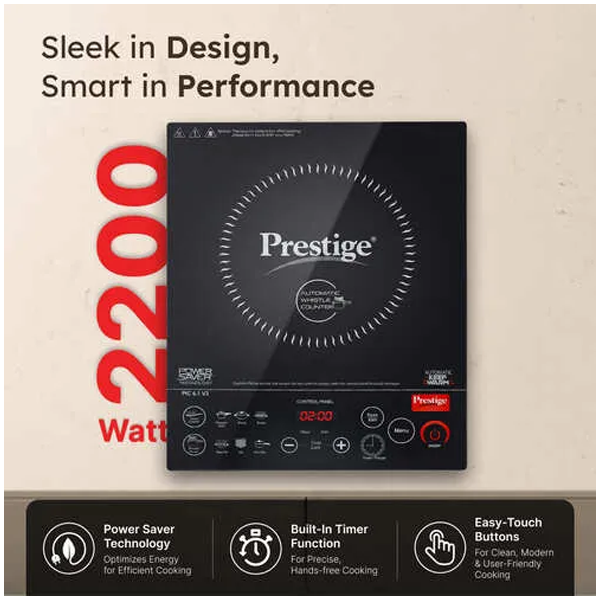 Prestige PIC 6.1 V3 2200W Induction Cooktop with Dual Heat Sensor – Vasanth & Co