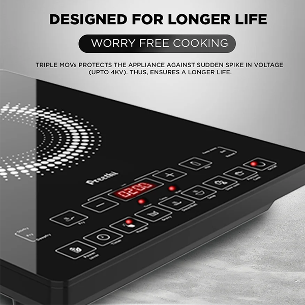 Preethi Indicook IC125 2100W Induction Cooktop with Crystal Glass Plate – Vasanth & Co