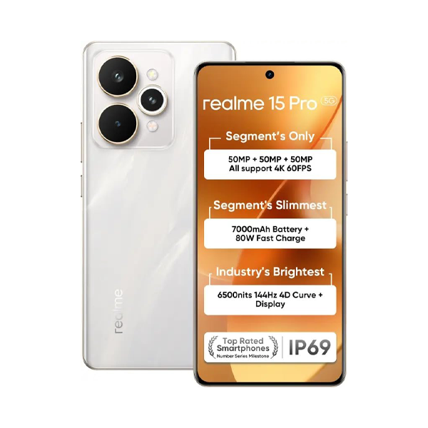 Buy Realme 15 Pro 5G 8+128GB Flowing Silver Mobile Phone – Vasanth and Co