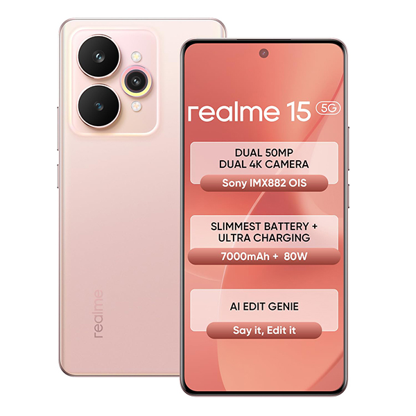 Buy Realme 15 5G 8GB+256GB Silk Pink Mobile Phone – Vasanth and Co