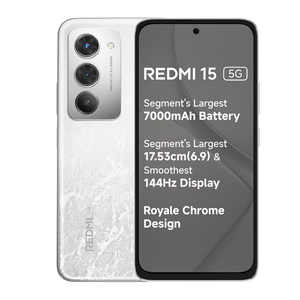 Buy Redmi 15 5G 8GB + 256GB Frosted White Mobile Phone – Vasanth and Co
