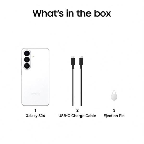 Buy Samsung Galaxy S26 12GB RAM 256GB S942BZWC White Mobile Phone - Vasanth & Co