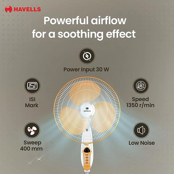 Buy Havells 400 mm 1 Star Sprint HS Pedestal Fan – Vasanth and Co