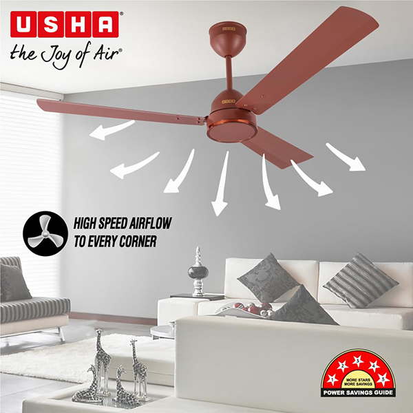 Buy Usha 1200 mm 5 Star AeroEdge Smoke Brown BLDC Ceiling Fan – Vasanth and Co