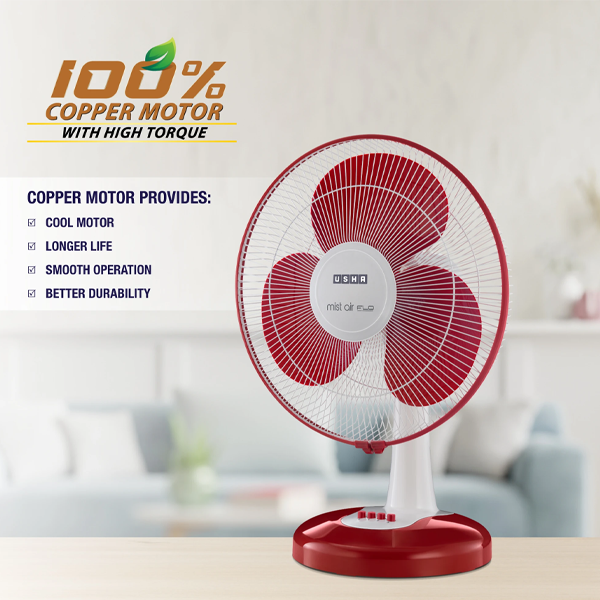 Buy Usha 400 mm Mist Air Flo Maroon Table Fan – Vasanth and Co
