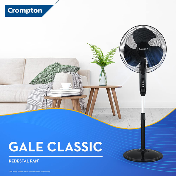 Buy Crompton 400 mm 16 Highspeed Gale Classic Black Pedestal Fan – Vasanth and Co