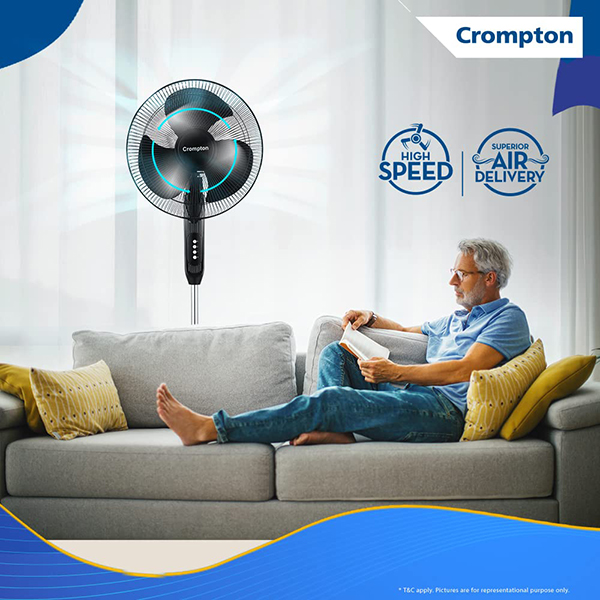 Buy Crompton 400 mm 16 Highspeed Gale Classic Black Pedestal Fan – Vasanth and Co