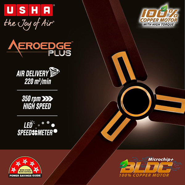 Buy Usha 1200 MM BLDC AeroEdge Plus Brown Ceiling Fan – Vasanth and Co