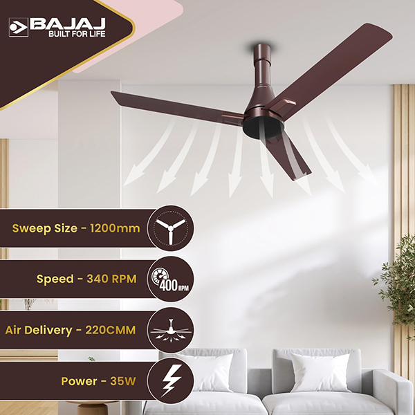 Buy Bajaj 1200MM 5 Star Voittaa BLDC Chocolate Brown Ceiling Fan – Vasanth and Co