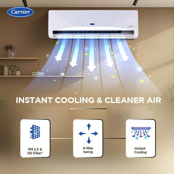 Buy Carrier 1.5 Ton 3 Star 19K XCEED LUMO Gxi Wi-Fi White Split Inverter AC - Vasanth & Co