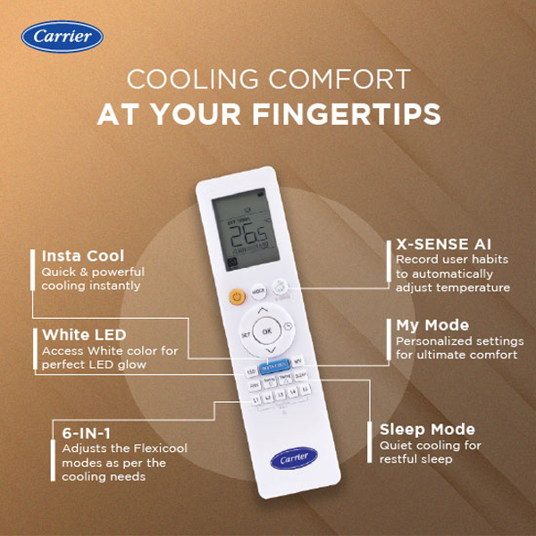 Buy Carrier 1.5 Ton 3 Star 19K XCEED LUMO Gxi Wi-Fi White Split Inverter AC - Vasanth & Co