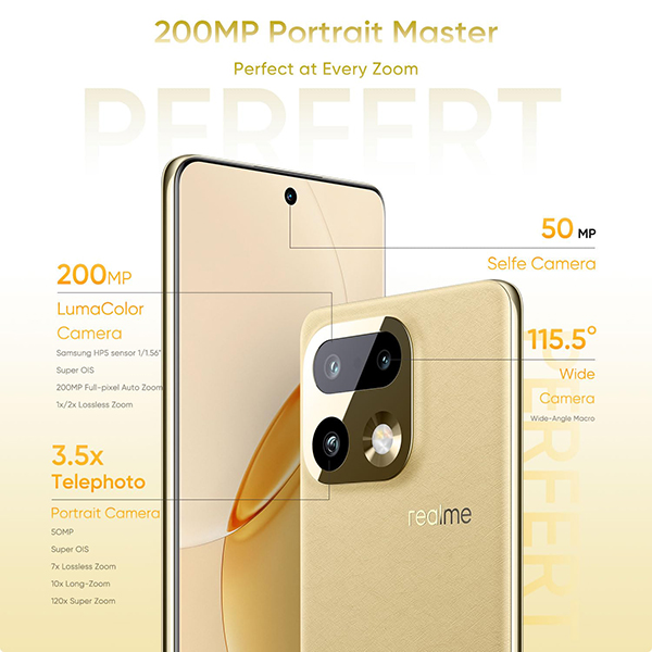 Buy Realme 16 Pro+ 5G (12GB Ram + 256GB) Master Gold Mobile Phone - Vasanth and co
