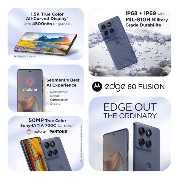 Buy Motorola Edge 60 Fusion 5G 8GB RAM 128GB Pantone Slipstream Mobile Phone - Vasanth & Co