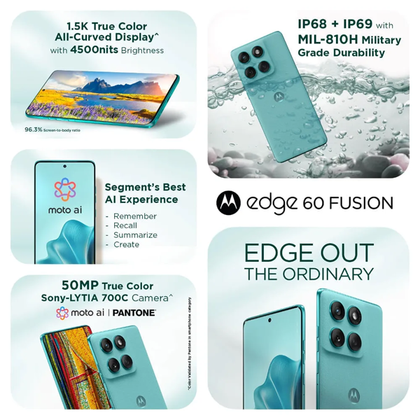 Buy Motorola Edge 60 Fusion 5G 8GB RAM 128GB Pantone Amazonite Mobile Phone - Vasanth & Co