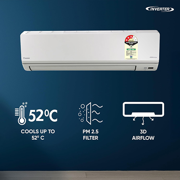 Buy Daikin 2.6 Ton 3 Star FTKL90XV16 White Inverter Split Air Conditioner – Vasanth and Co