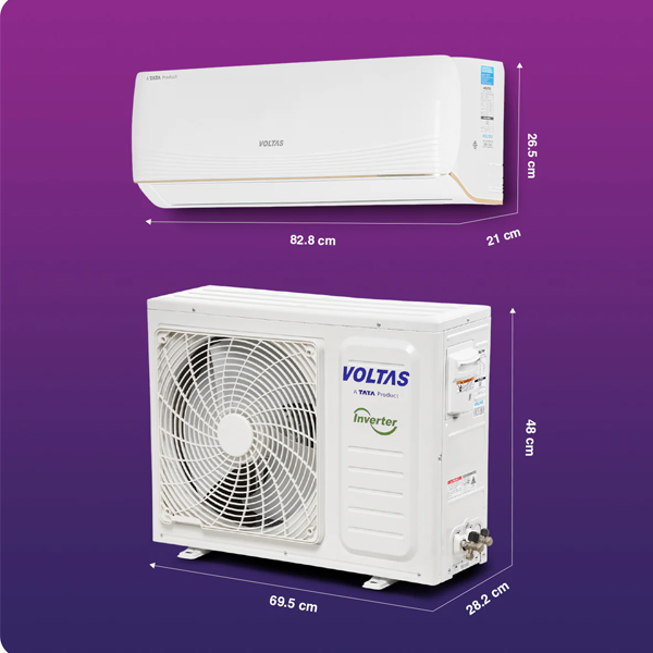Buy Voltas 1 Ton 3 Star 123INV Vertis AI Zest Gold Split Air Conditioner – Vasanth and Co