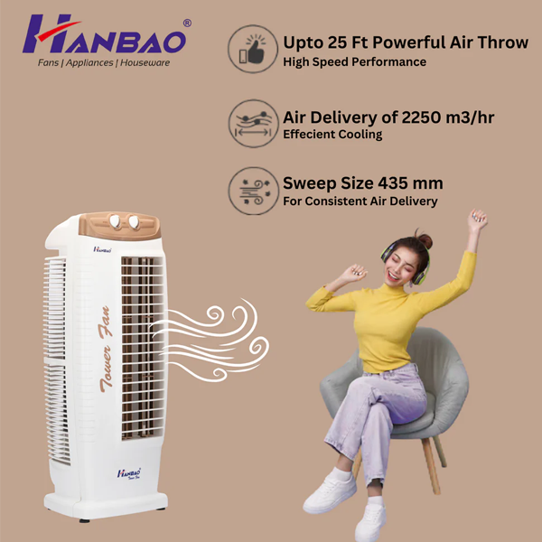 Buy Hanbao Visiri High Air Delivery Tower Fan – Vasanth and Co