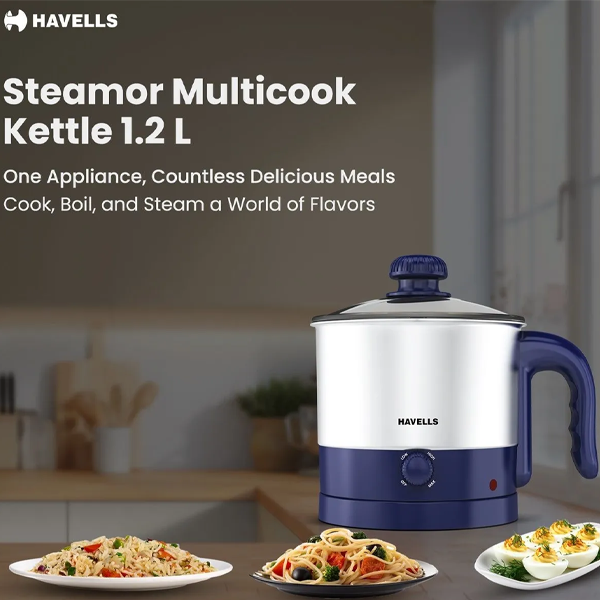 Buy Havells 600 W 1.2 L Blue Steamor Multicook Kettle - Vasanth & Co