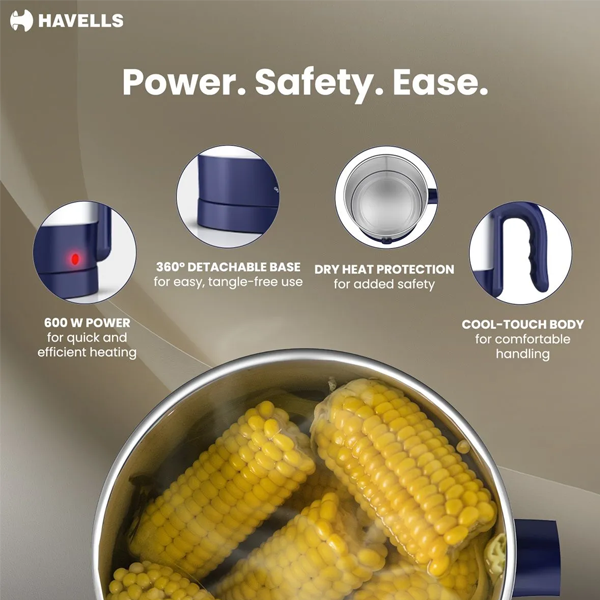 Buy Havells 600 W 1.2 L Blue Steamor Multicook Kettle - Vasanth & Co