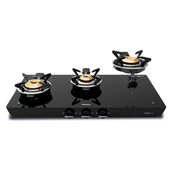 Buy Vidiem Vogue Vesta 3 Burner Glass Manual Gas Stove - Vasanth & Co