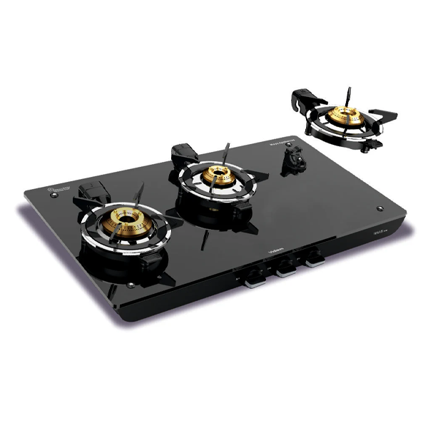 Buy Vidiem Vogue Vesta 3 Burner Glass Manual Gas Stove - Vasanth & Co