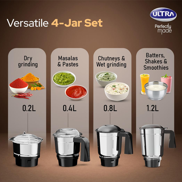 Buy Ultra 550W Apta White & Black Mixer Grinder - Vasanth & Co