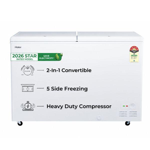 Buy Haier 324L 5 Star HFC-355DPW5 White Double Door Deep Freezer - Vasanth & Co