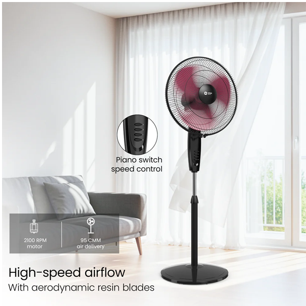 Buy Orient 400MM Stand 37 Neo Black High Speed Pedestal Fan - Vasanth & Co
