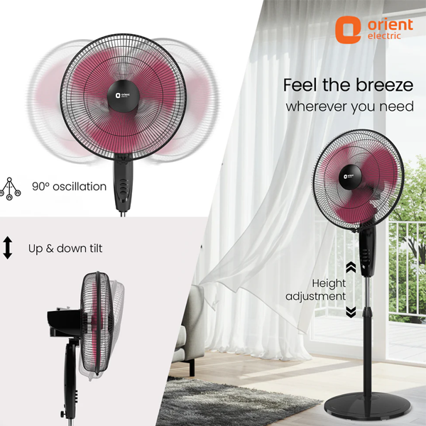 Buy Orient 400MM Stand 37 Neo Black High Speed Pedestal Fan - Vasanth & Co
