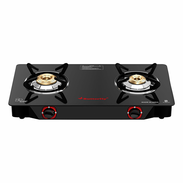 Buy Butterfly Duo 2 Burner Black Glass Top Gas Stove - Vasanth & Co