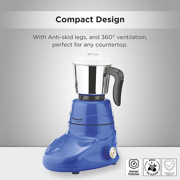 Buy Butterfly 500 W Handy V2 3 Jars Blue Mixer Grinder - Vasanth & Co