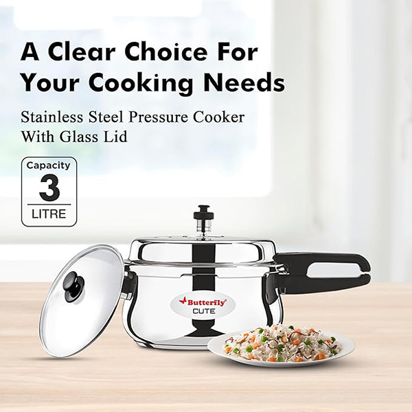 Buy Butterfly Cute 3 L Stainless Steel Outer Lid Pressure Cooker - Vasanth & Co